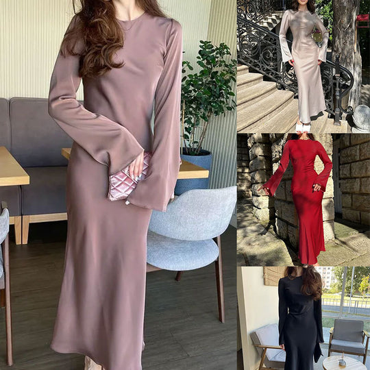 Damen elegantes Maxikleid mit weitem Schnitt und eleganten Ärmeln EB