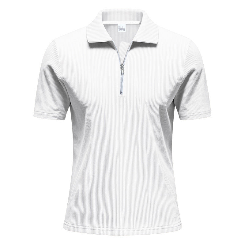 Unisex nan kurzärmeliges Halbzip-Polo aus geripptem Jersey mit Hemdkragen EB