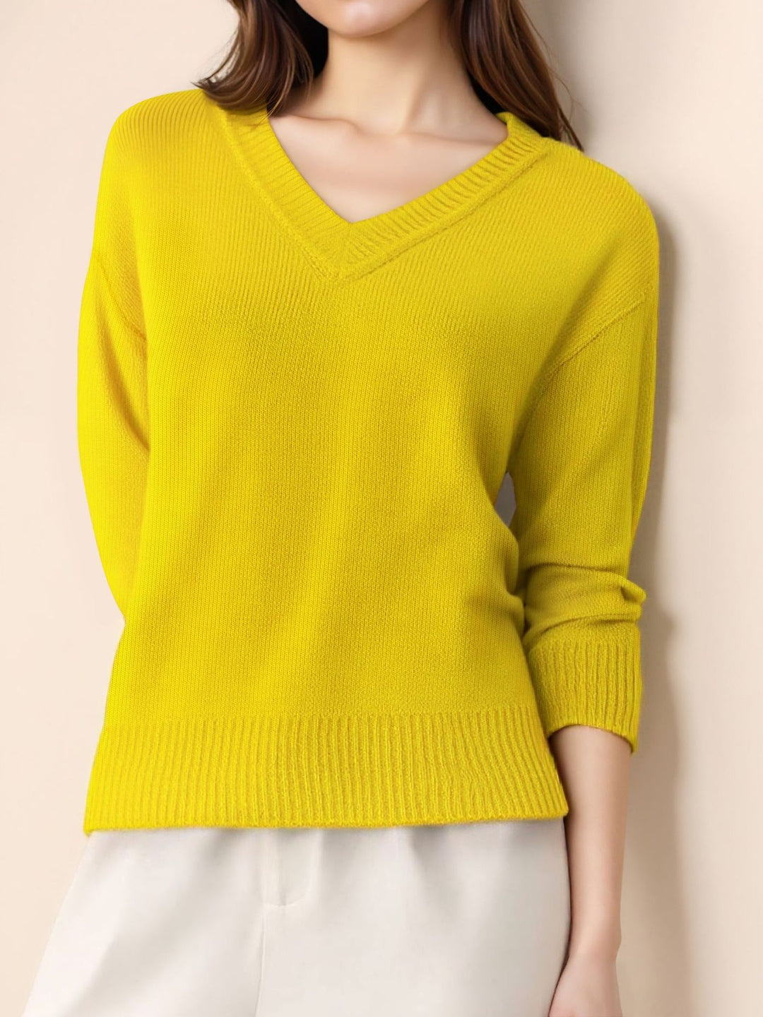 Damen Pullover mit V-Ausschnitt und strukturierter Optik EB