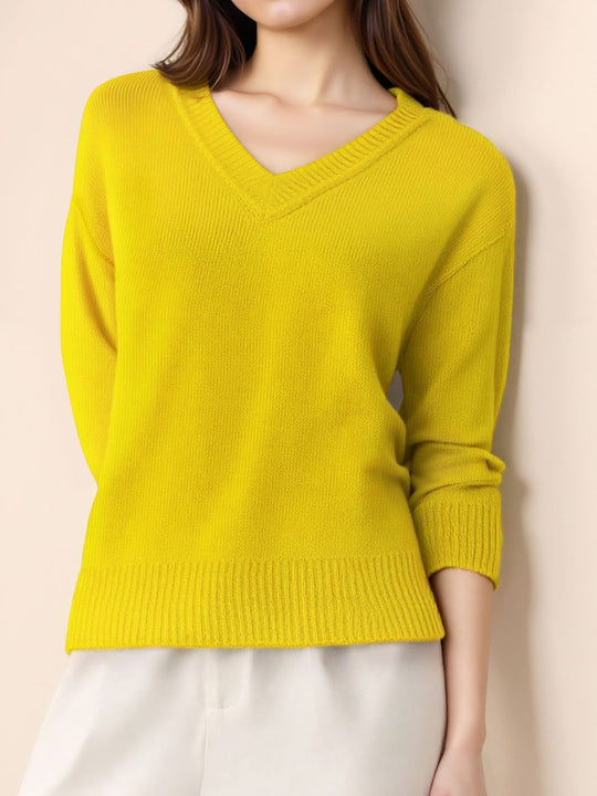 Damen Pullover mit V-Ausschnitt und strukturierter Optik EB