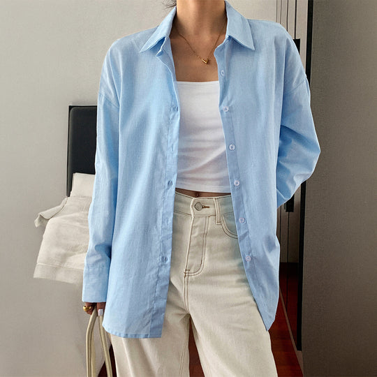 Damen nan zweiteiliges Sommer-Set aus leichtem Oversize-Hemd und ärmellosem Mini-Kleid EB
