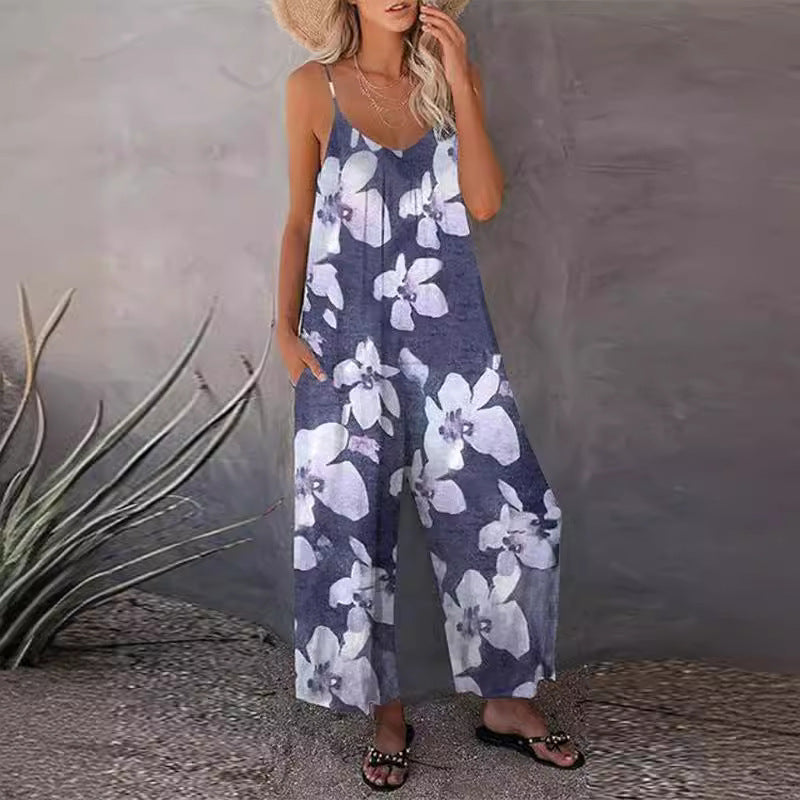 Damen lässiger Jumpsuit mit zartem Muster EB