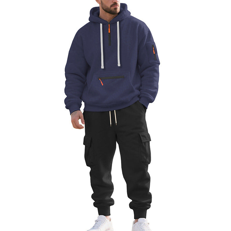 Herren Zweiteiliger Performance-Jogginganzug mit Kapuzen-Hoodie, wasserabweisenden Reißverschlüssen und Cargo-Jogger EB