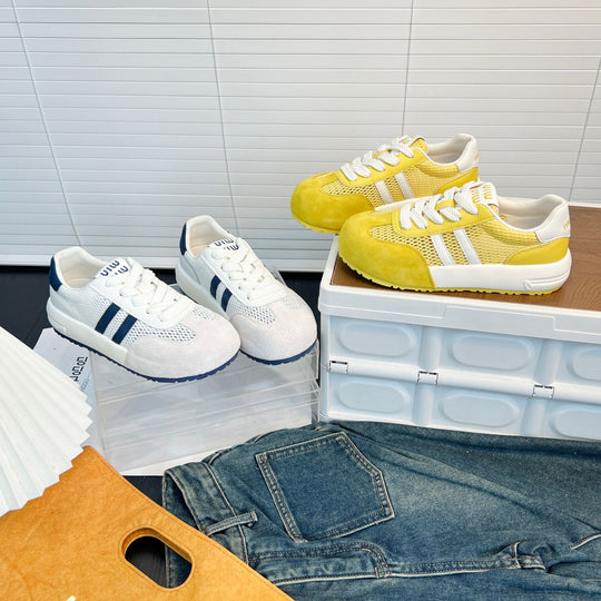 Damen Atmungsaktive Sportliche Sneakers mit innovativem Mesh- und Kunstlederdesign EB