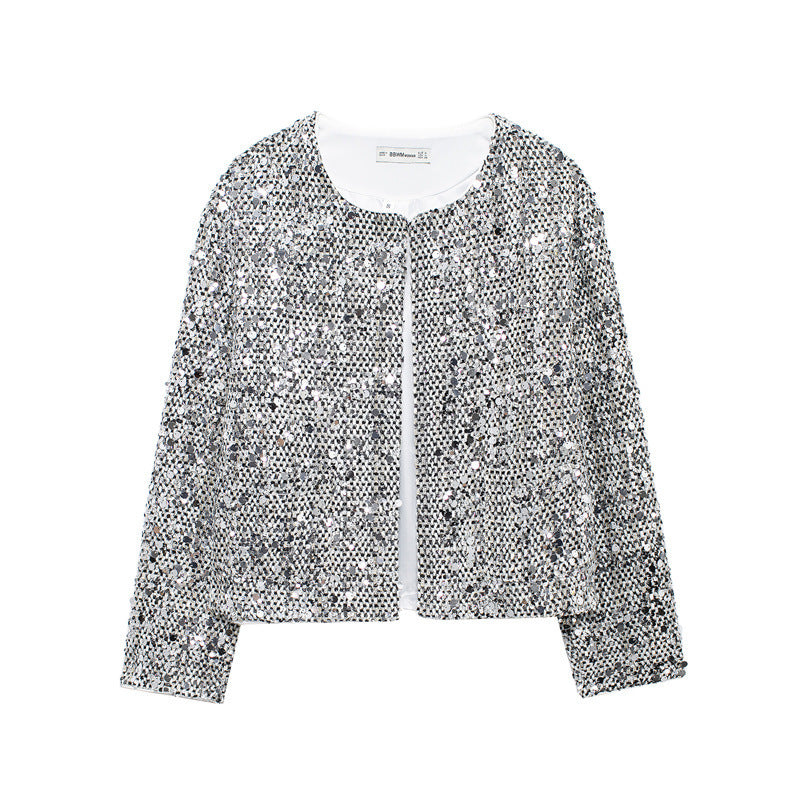 Damen schimmernde Paillettenjacke EB