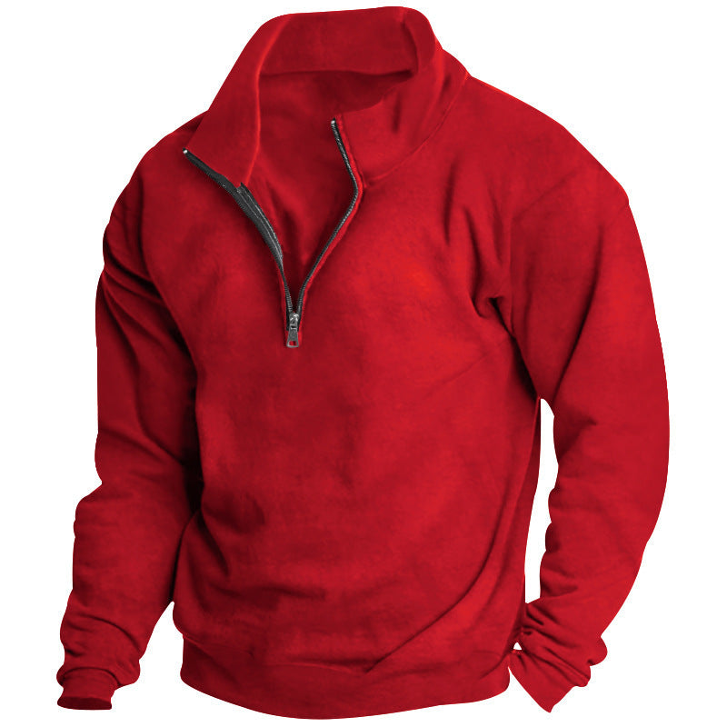 Herren Sportlicher Stehkragenpullover mit Reißverschluss EB