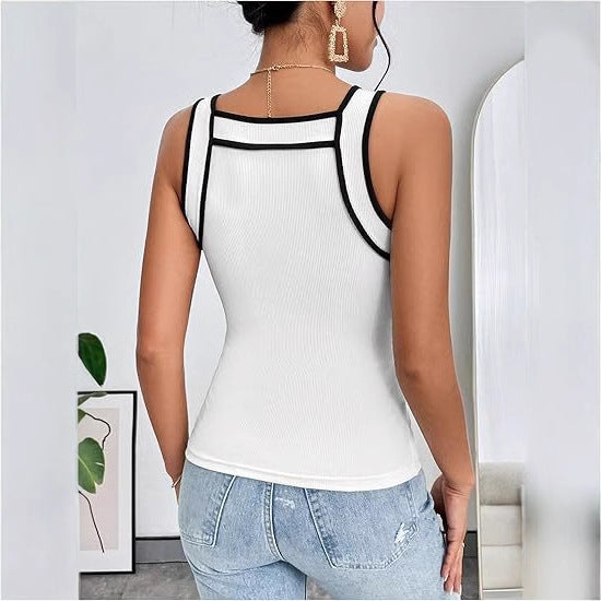 Damen sportliches Body mit kontrastierenden Trägern EB