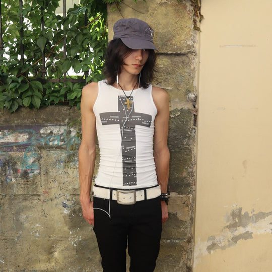 Damen Tanktop mit kreativem Noten-Design und figurbetontem Schnitt EB