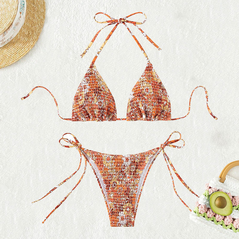 Damen Triangel-Bikini mit verspieltem Blumenmuster EB