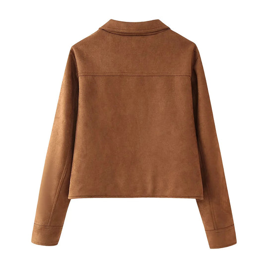Damen modische Jacke im Vintage-Stil mit praktischen Taschen EB