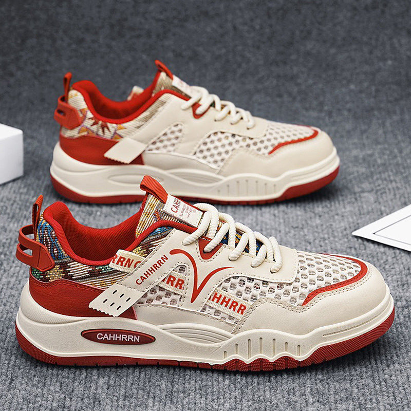 Unisex modische Mesh-City-Sneaker mit gewebtem Fersenmuster, gepolsterter Achillessektion und stoßdämpfender Plateau-Laufsohle EB