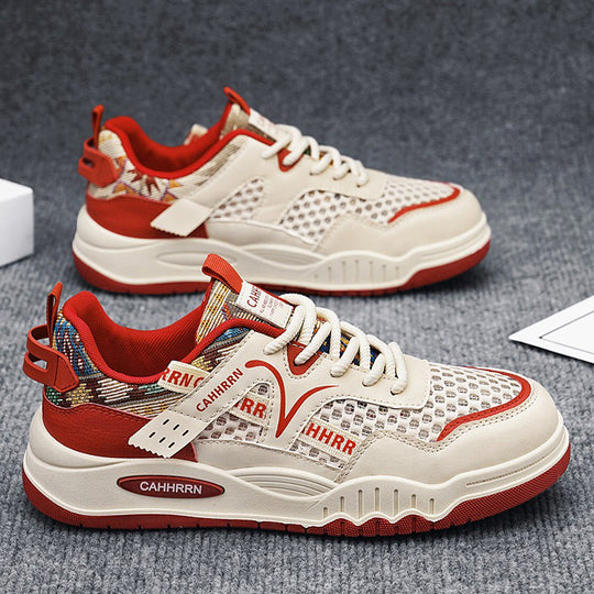 Unisex modische Mesh-City-Sneaker mit gewebtem Fersenmuster, gepolsterter Achillessektion und stoßdämpfender Plateau-Laufsohle EB
