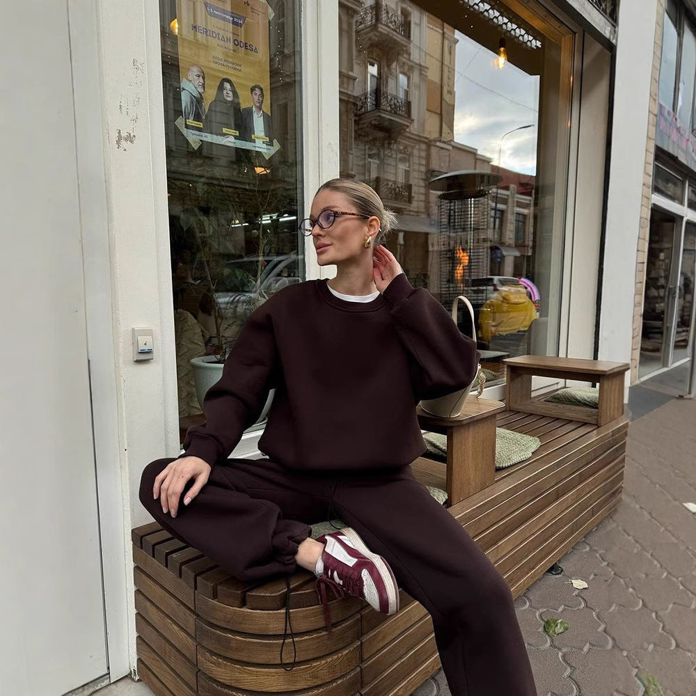 Damen lässiges Sweatshirt und weite Jogginghose Set EB