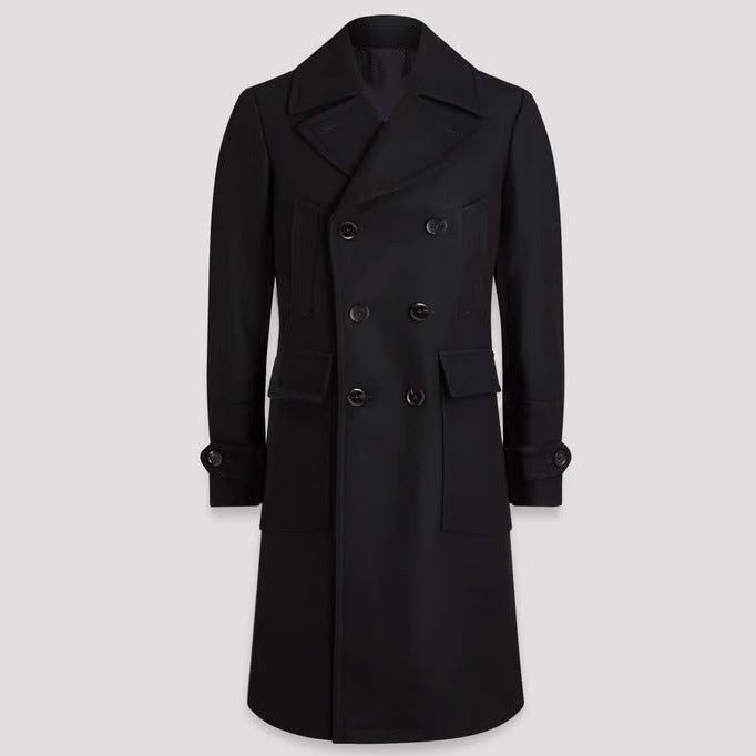 Herren eleganter Doppelt-Mantel mit praktischen Taschen und hochwertigem Futter EB