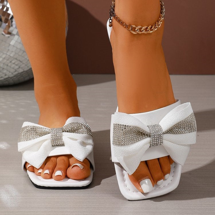 Damen Elegante Sandalen mit strassverziertem Schleifendetail EB
