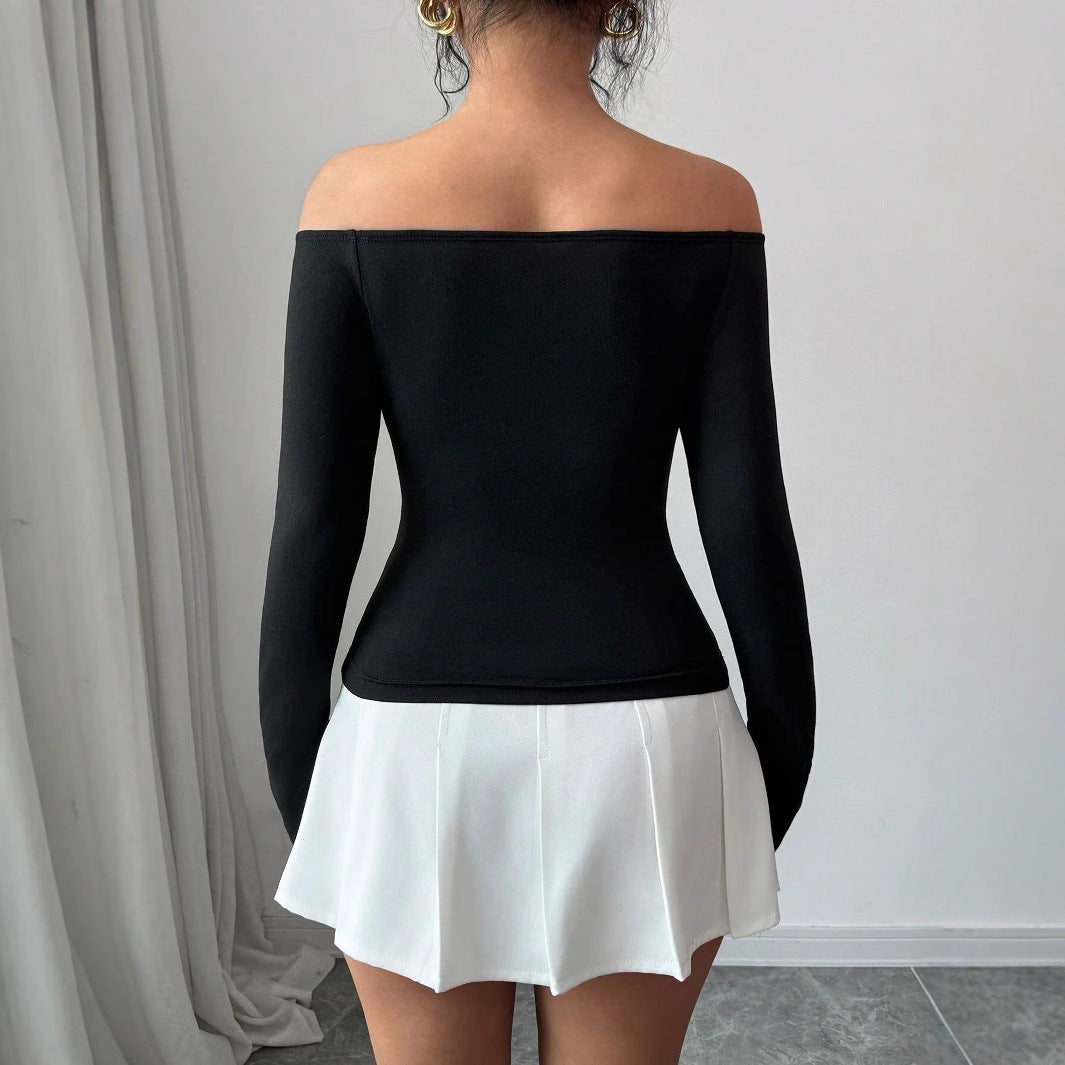 Damen Off-Shoulder Shirt mit dreidimensionalen Rosenapplikationen EB