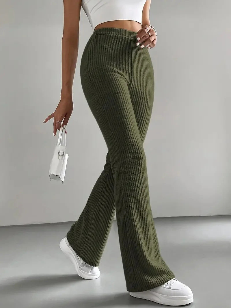 Damen Wide-Leg Ribbed-Hose EB