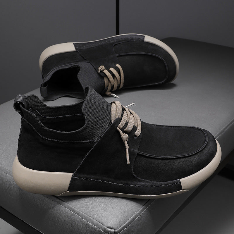 Damen Freizeit-Sneaker mit weichem Nubukleder und elastischem Kragen EB