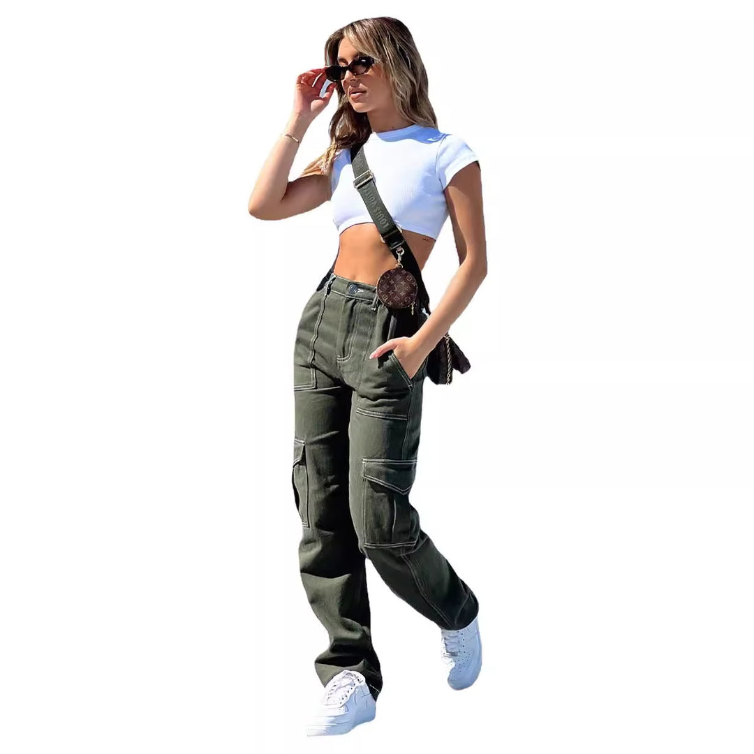 Damen Cargo-Jeans im modernen Schnitt mit praktischen Taschen und stilvollen Kontrastnähten EB