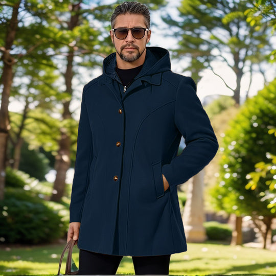 Herren elegante Übergangsjacke mit Kapuze und ausgestellten Abnähern EB