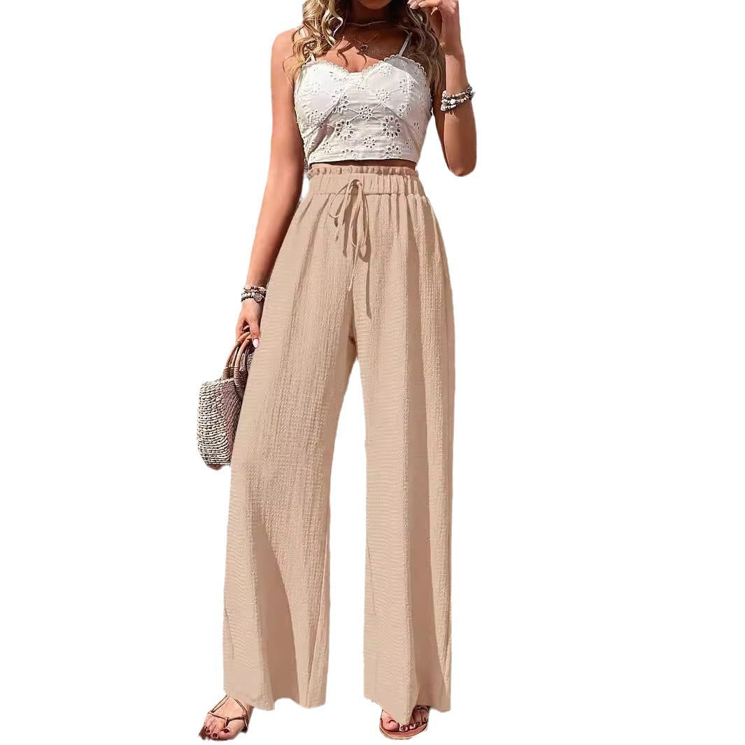Damen Weitgeschnittene Sommerhose mit elastischem Bund EB
