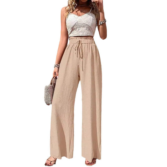 Damen Weitgeschnittene Sommerhose mit elastischem Bund EB