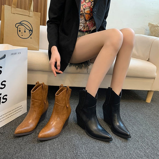 Damen modische Ankle Boots im eleganten Look mit spitzem Zehenbereich EB