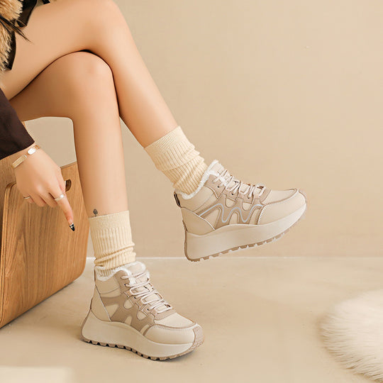 Damen sportliche High-Top Sneakers mit warmem Innenfutter und rutschfester Sohle EB
