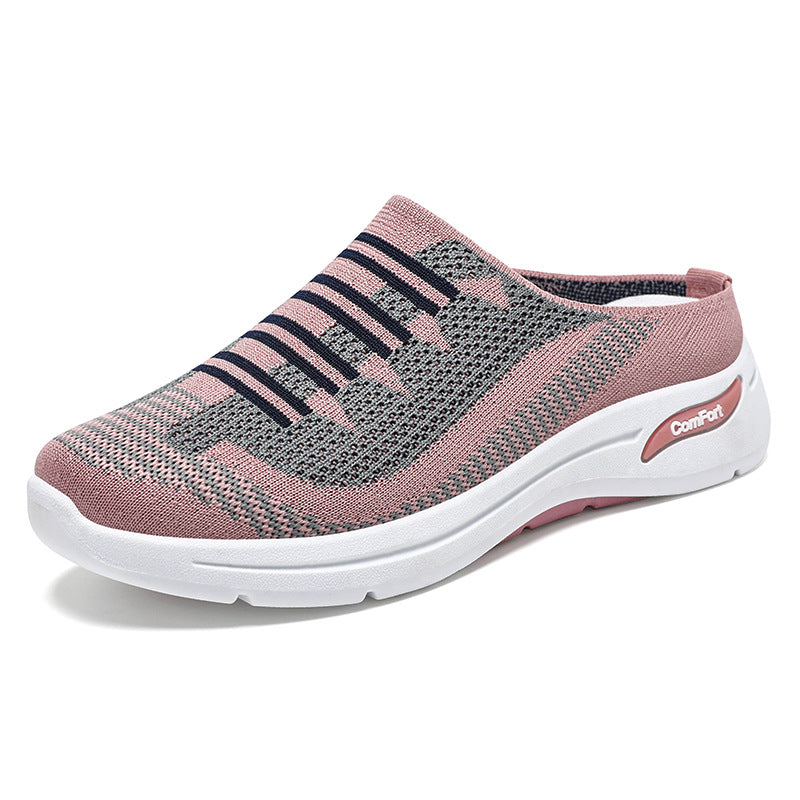 Damen nan gestrickter Slip-On Clog-Sneaker mit atmungsaktivem Sockenschuh und dämpfender Komfortsohle EB