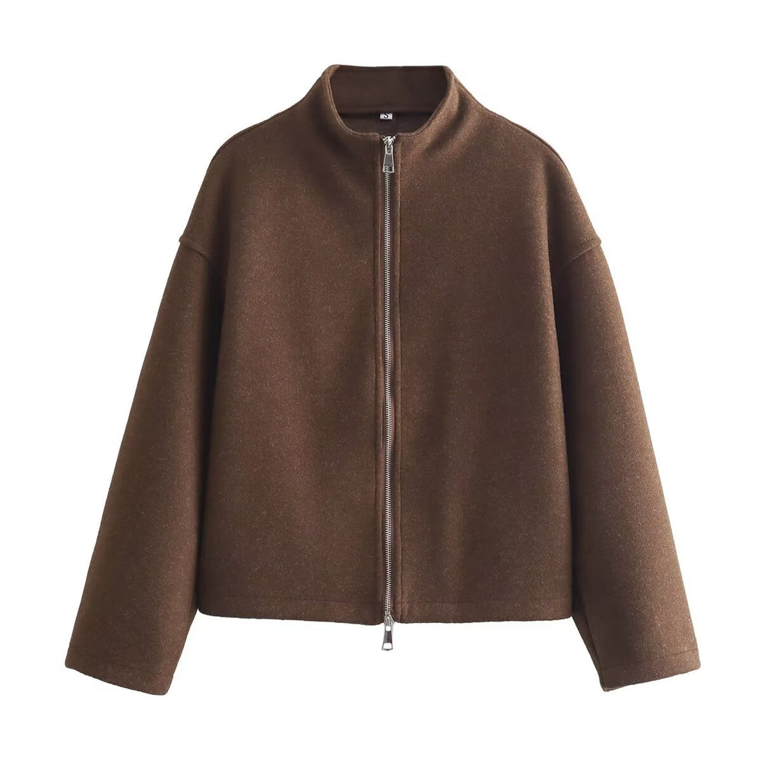 Damen modische Übergangsjacke mit hohem Kragen und praktischen Reißverschlusstaschen EB