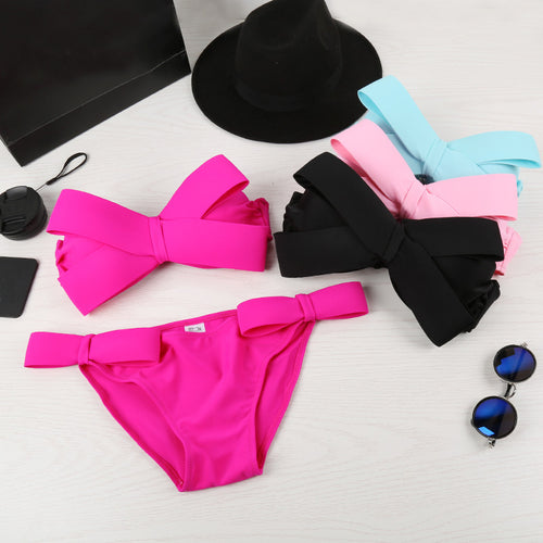 Damen Bandeau Bikini mit auffälligen Schleifen EB