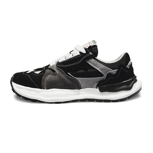 Herren retro-inspirierte Komfort-Sneaker mit Wildleder- und Mesh-Mix, gedämpfter Wellenlaufsohle und gepolstertem Knöchelkragen EB
