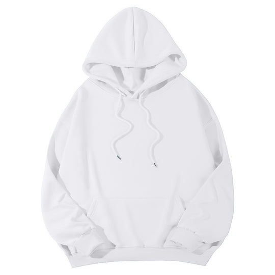 Unisex minimalistischer Kapuzenpullover mit verlängertem Rücken und Kängurutasche EB