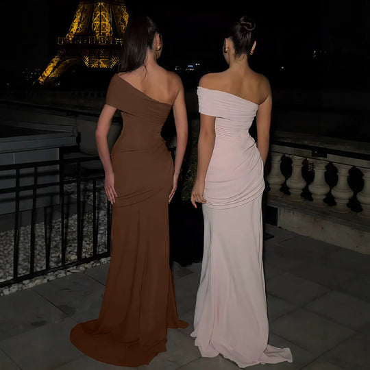 Damen Elegantes Wickelkleid mit asymmetrischem Oberteil und figurbetonendem Saum EB
