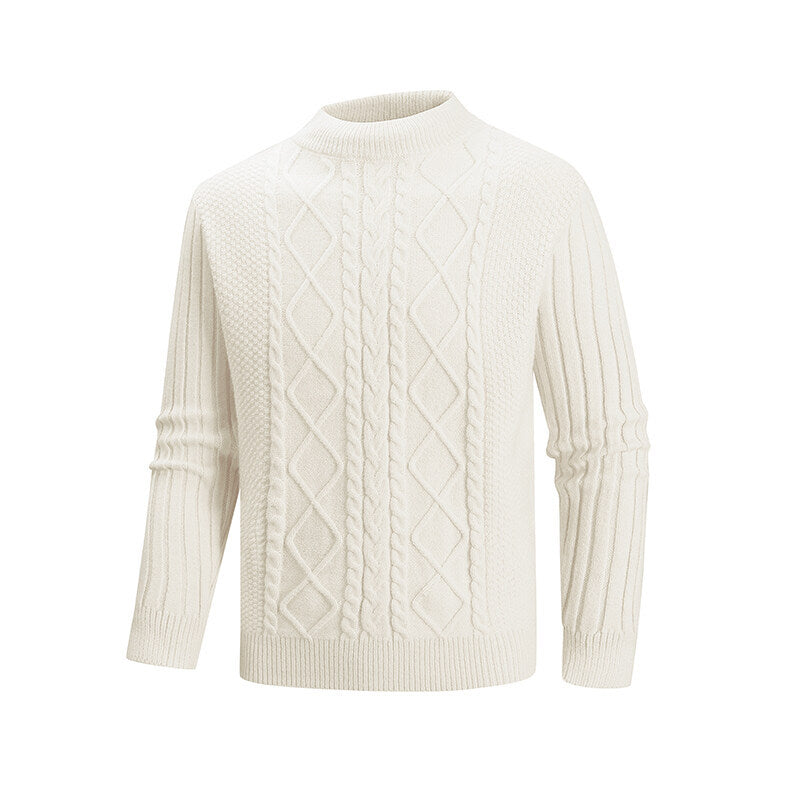 Herren Strickpullover mit strukturiertem Design und hohem Kragen EB