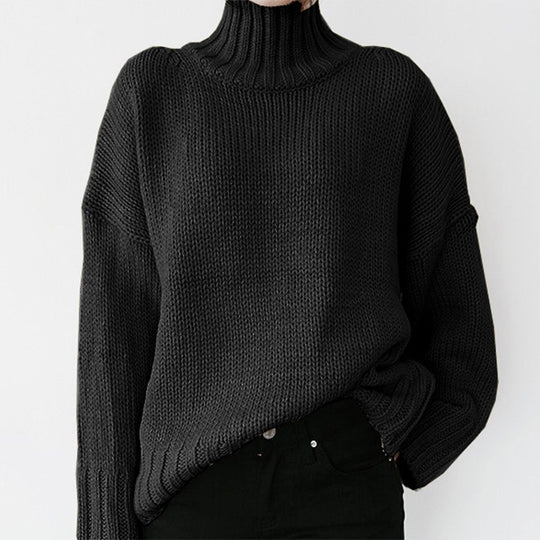 Damen Grober Strickpullover mit Stehkragen EB