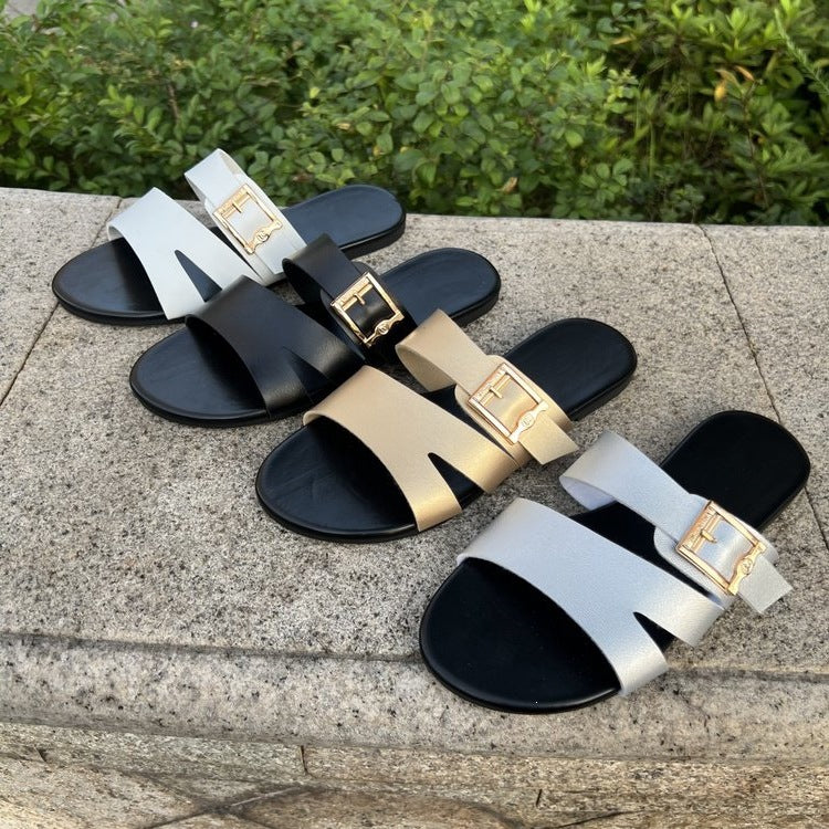 Damen Elegante und komfortable Riemchen-Sandalen mit schöner Schnallen-Applikation EB