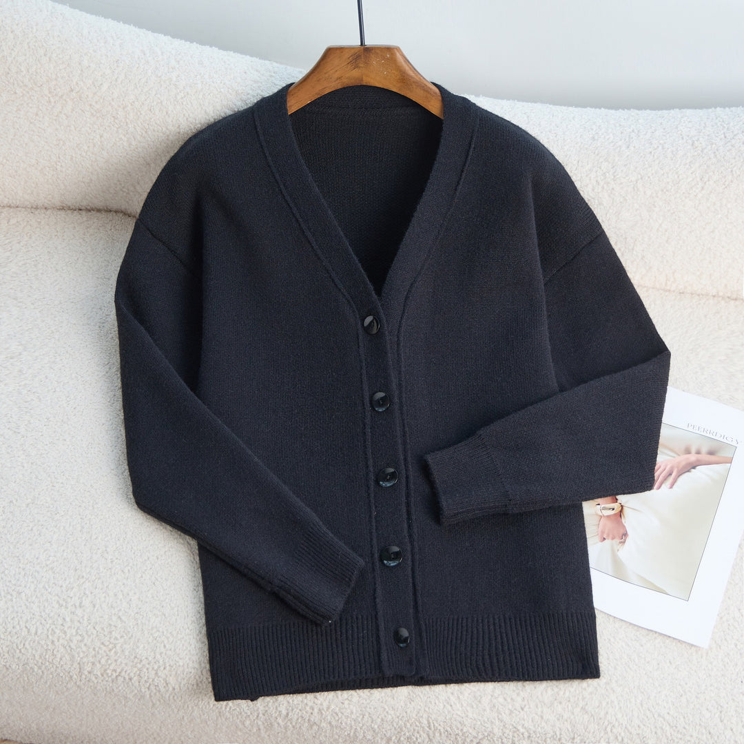 Damen Strick-Cardigan mit V-Ausschnitt und feiner Knopfleiste EB
