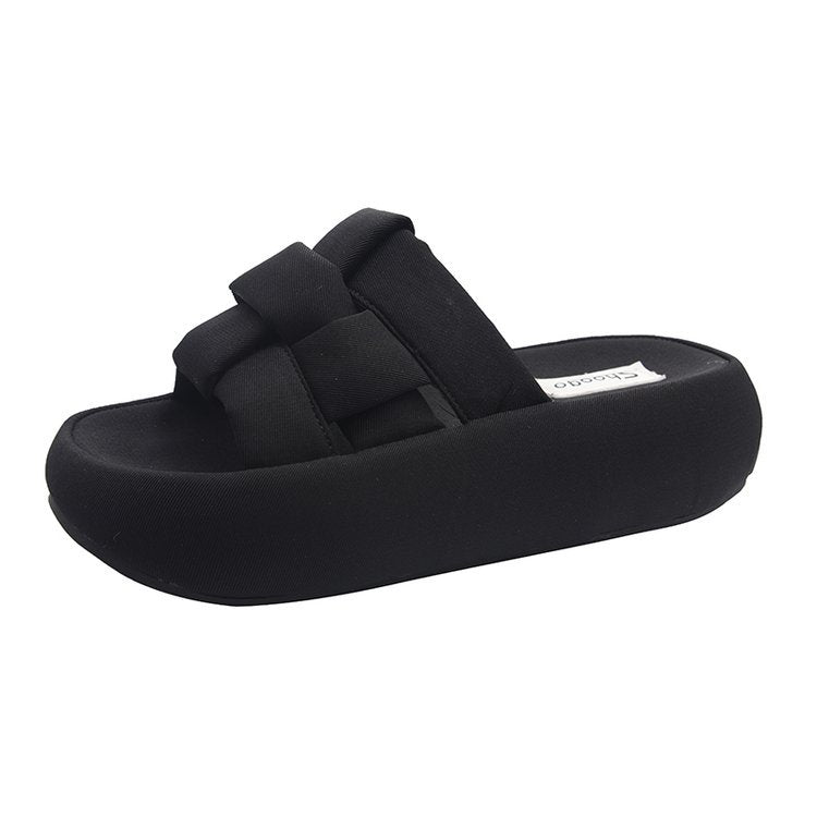 Damen bequeme Platform-Pantoletten mit gekreuzten Riemen EB