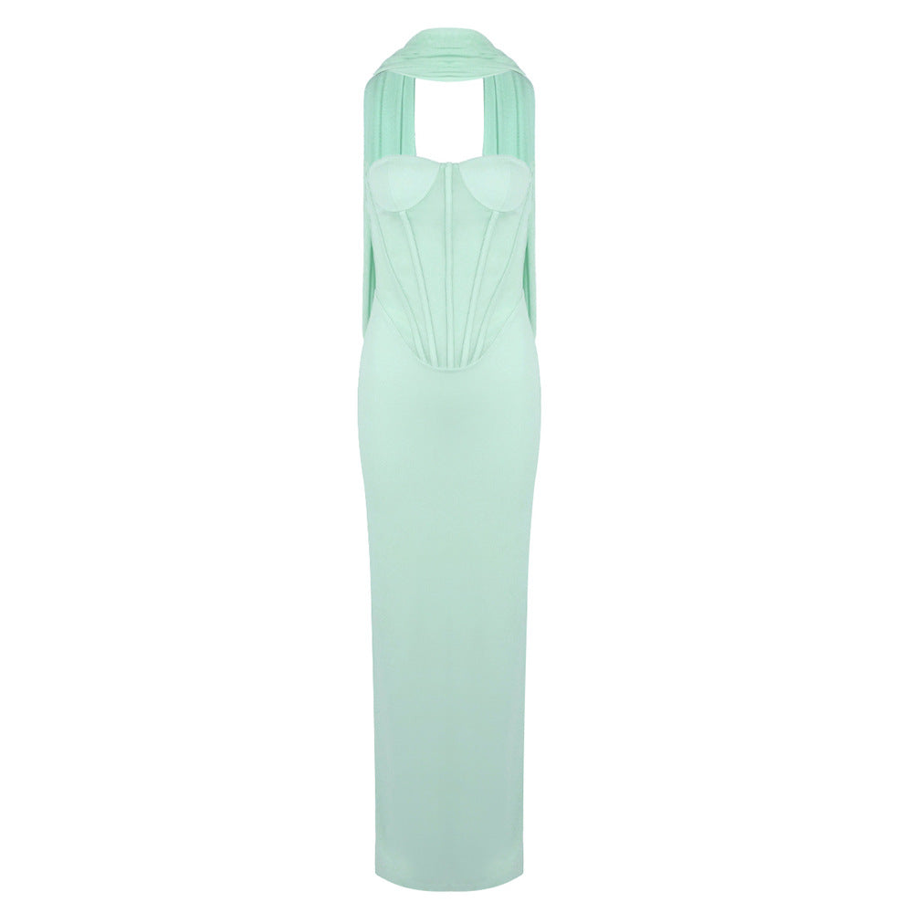 Damen Elegantes Maxikleid mit schulterfreiem Design und raffinierter Bustierpartie EB