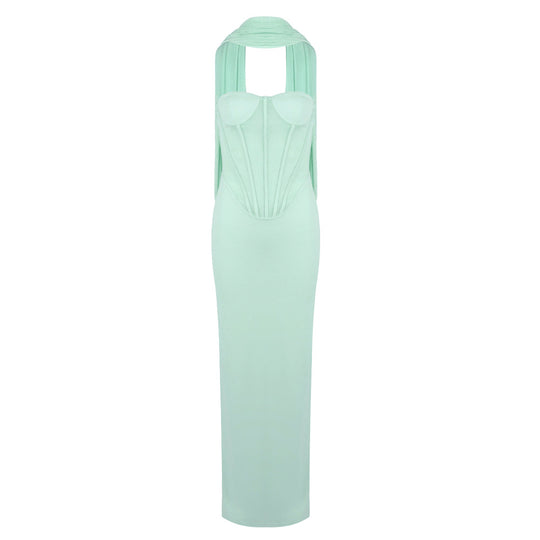 Damen Elegantes Maxikleid mit schulterfreiem Design und raffinierter Bustierpartie EB
