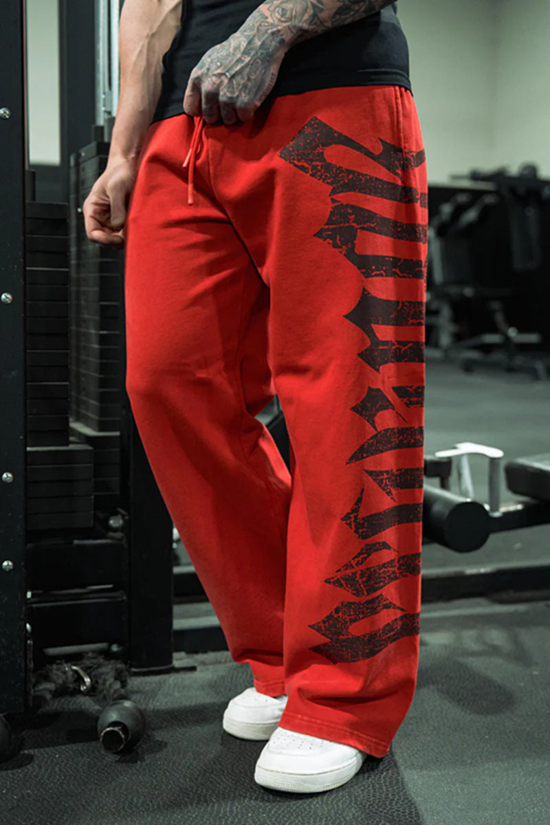Herren nan weite Sweathose aus angerautem Fleece mit seitlichem Vintage-Print und Kordelbund EB