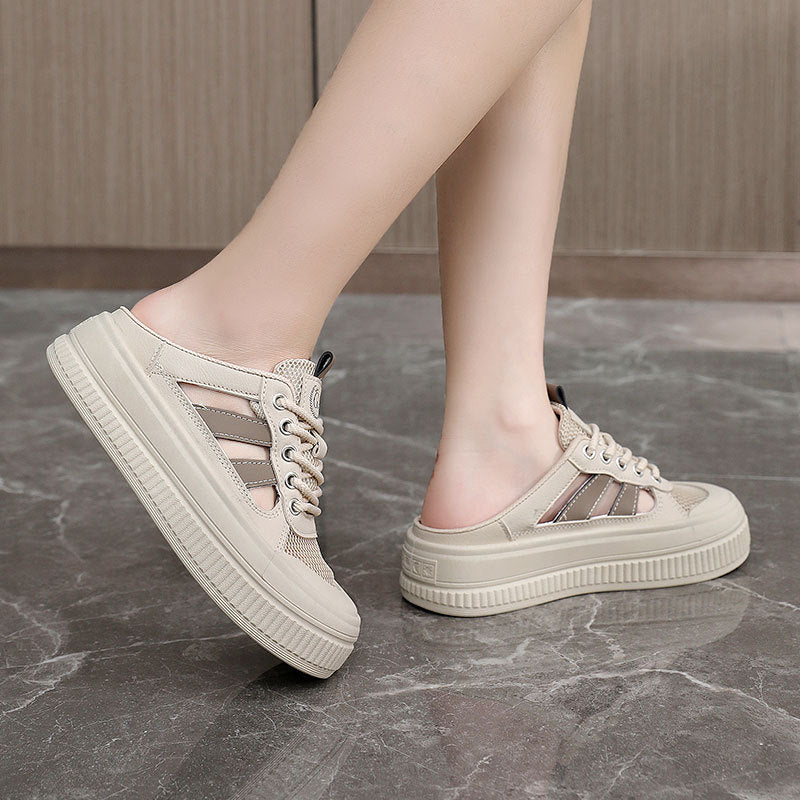 Damen Atmungsaktive Slip-On Sneakers mit flexiblem Gummiboden und modischem Mesh-Obermaterial EB