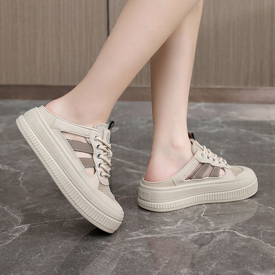 Damen Atmungsaktive Slip-On Sneakers mit flexiblem Gummiboden und modischem Mesh-Obermaterial EB
