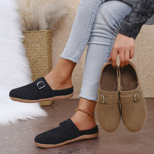 Damen Komfortable Mules mit modischer Schnalle EB