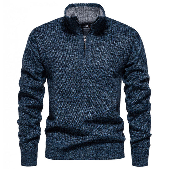 Herren Strickpullover mit halbem Reißverschluss und modischem Strukturdesign EB