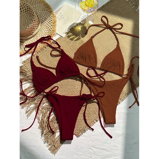 Damen Triangel-Bikini-Set mit regulierbaren Bindebändern und gefüttert EB