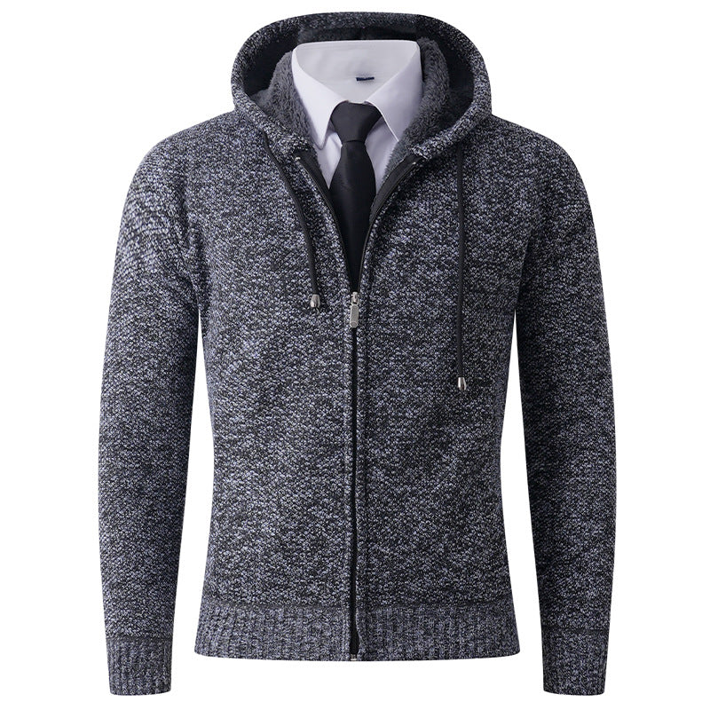 Herren Strickjacke mit Kapuze und strukturierter Verarbeitung EB