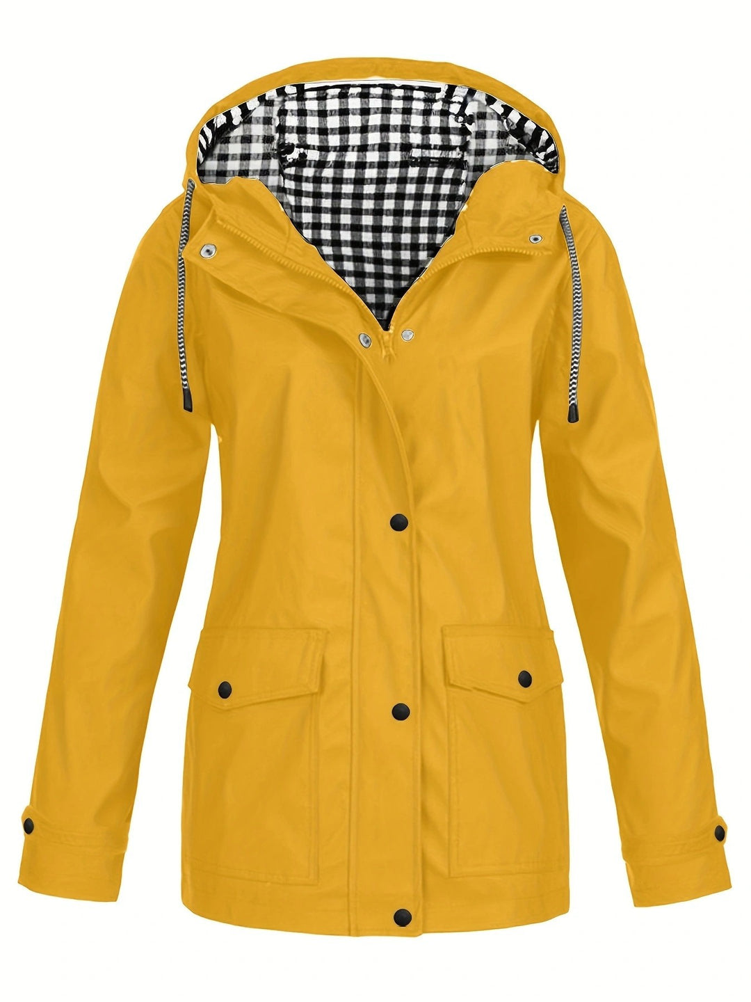 Damen modische Regenjacke mit kontrastierendem Innenfutter und praktischen Taschen EB