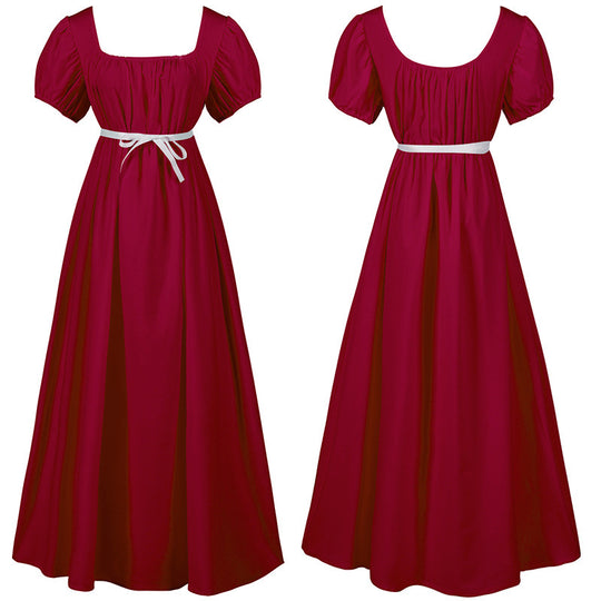 Damen nan romantisches Maxikleid mit Carmen-Ausschnitt, Puffärmeln, tailliertem Mieder und seitlicher Raffung Eb
